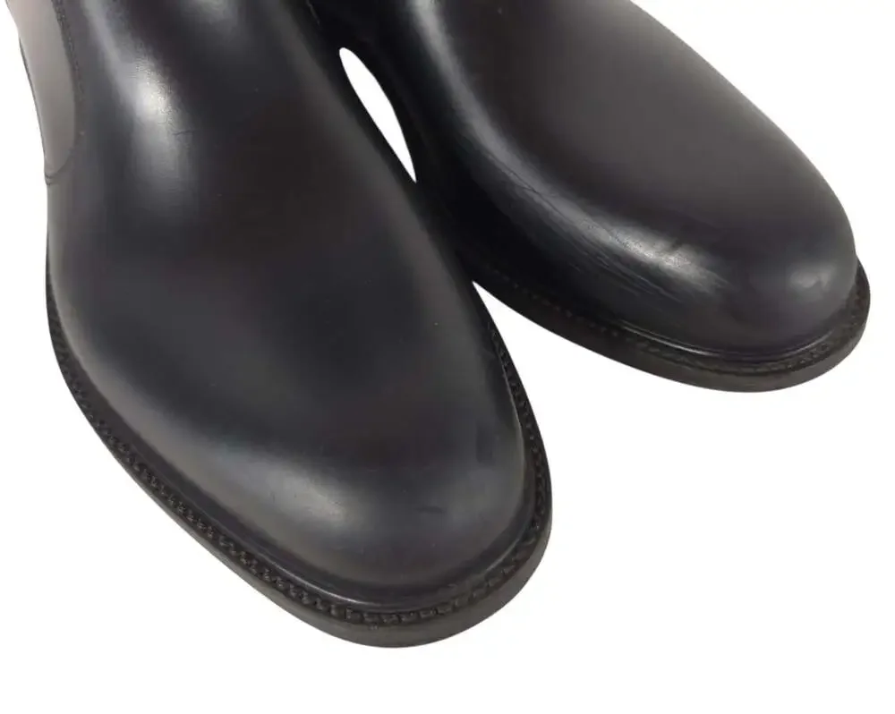 Salvatore Ferragamo Rubber Rain Boots US 8 IT 41 Mens Black Leather Zip $595